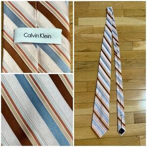Calvin Klein Men’s Neck Tie Pastel Striped Office Career Wedding Preppy